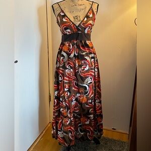 Magic Red, Black & White Swirl Maxi Dress